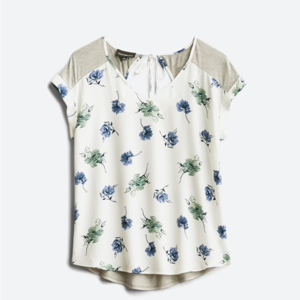 Fortune + Ivy Cheylee tie back mixed material top